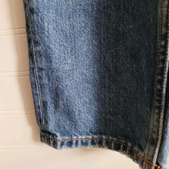 Everlane Jeans Size 27 Blue O-S Boyfriend Ripped Distressed Button Fly - Picture 2 of 14